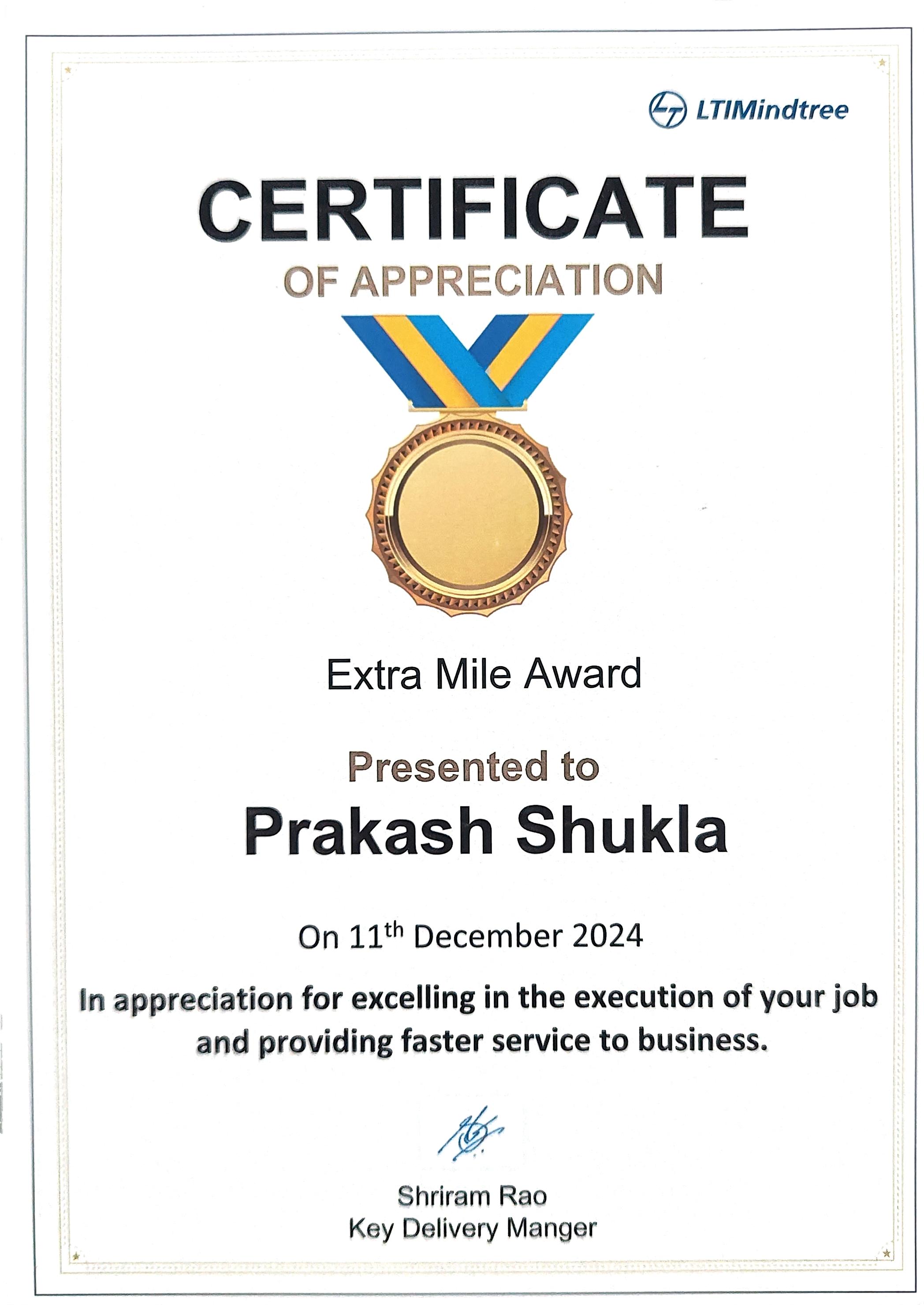 Extra Mile Award